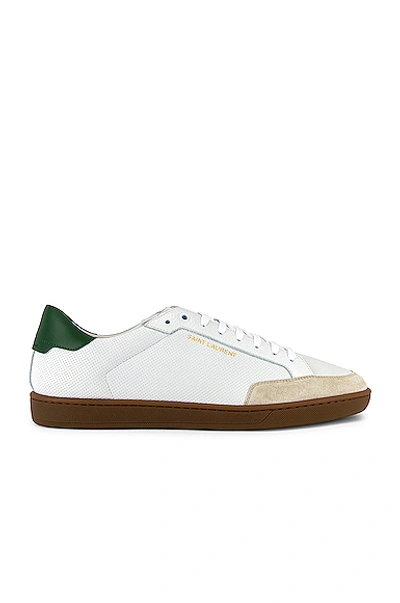 Shop Saint Laurent Sl/10 Low Top Sneaker In Optic White & Green