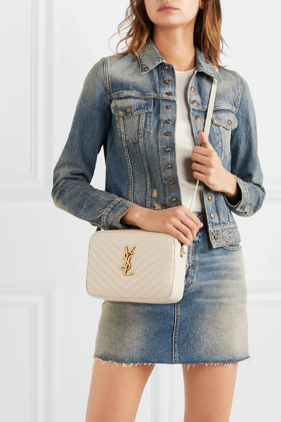 Shop Saint Laurent Lou Medium Quilted Leather Shoulder Bag In White