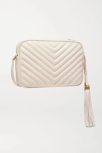 Shop Saint Laurent Lou Medium Quilted Leather Shoulder Bag In White
