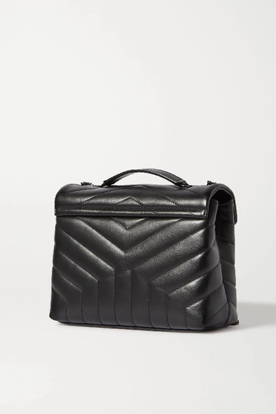 Shop Saint Laurent Loulou Small Quilted Leather Shoulder Bag In Black