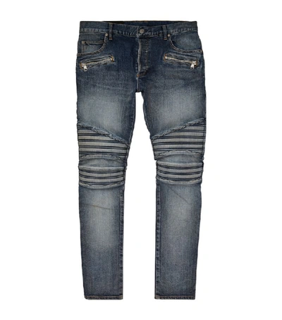 Shop Balmain Embossed Ribbed Slim Jeans