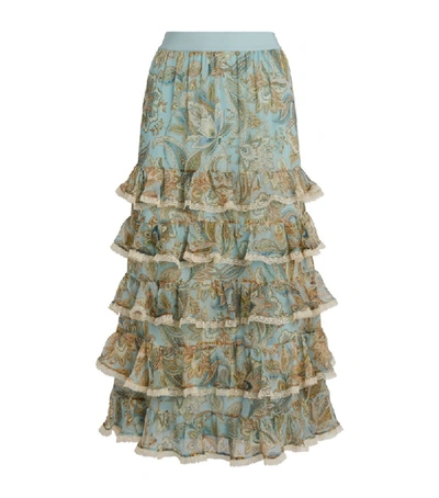 Shop Zimmermann Ladybeetle Frilled Midi Skirt