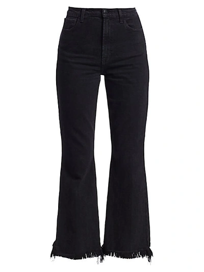 Shop J Brand Julia High-rise Frayed Hem Crop Flare Jeans In Undercover