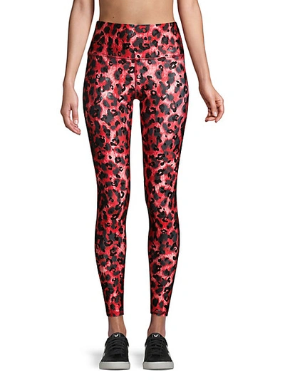 Shop Terez Balayage Foil Leopard High-rise Leggings In Red