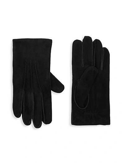 Shop Portolano Slip-on Suede Gloves In Black