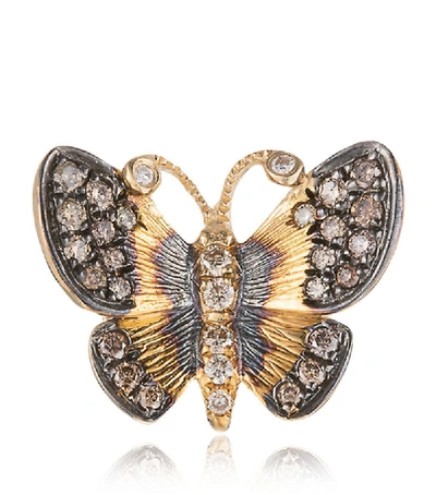 Shop Annoushka Yellow Gold And Diamond Butterfly Earring