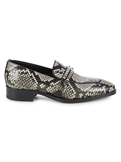 Shop Giuseppe Zanotti Crocodile-print Leather Loafers In Roccia