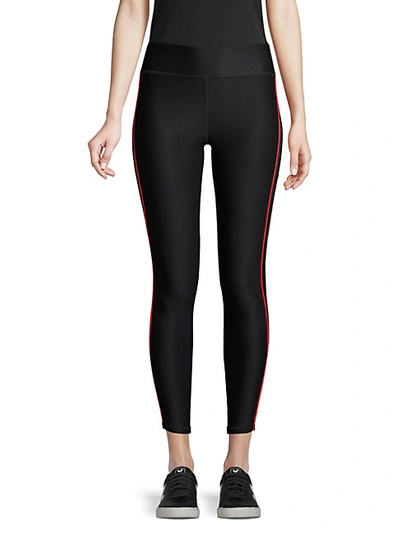 Shop Terez Women's Rib Piping Racing Strip Leggings In Black