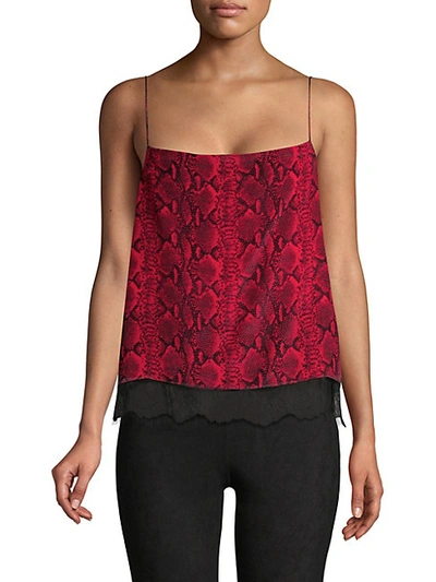 Shop Alice And Olivia Harmon Snakeskin-print Silk Camisole In Red Black