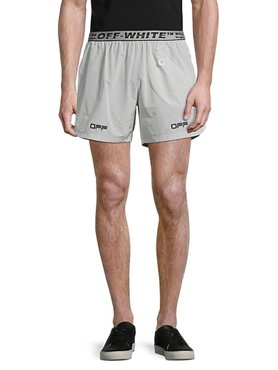 Shop Off-white Logo Track Shorts In Light Grey