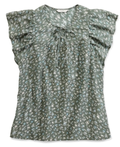 Shop Lucky Brand Flutter-sleeve Peasant Top In Green