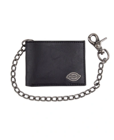 Shop Dickies Security Leather Slimfold Men's Wallet With Chain In Black