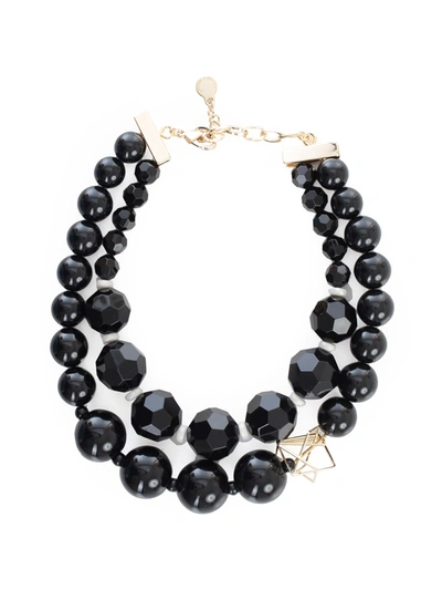 Shop Emporio Armani Necklace Multistring W/pearls In Nero