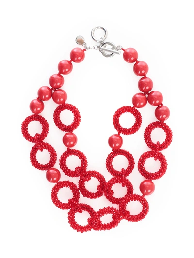 Shop Emporio Armani Necklace Micropearls In Rosso