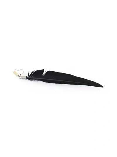 Shop Ann Demeulemeester Earring Feather In Black