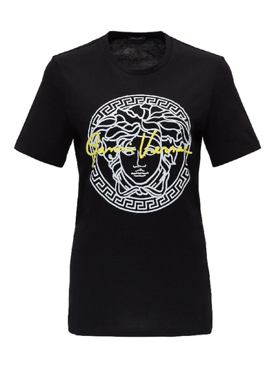 Shop Versace T-shirt With Logo Print In Black