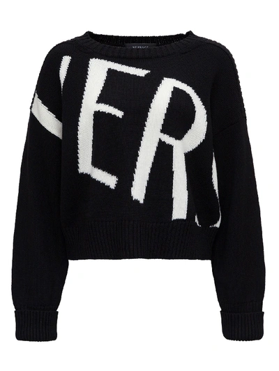 Shop Versace Jumper With Logo In White/black