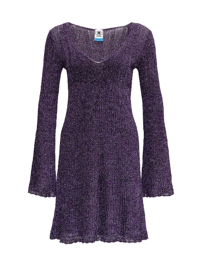 Shop M Missoni Lurex Fine-knit Swing Dress In Violet