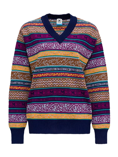 Shop M Missoni All Over Logo Jumper In Multicolor