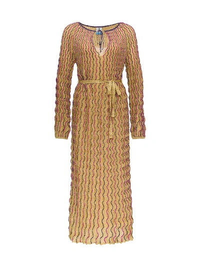 Shop M Missoni Gold Dress In Metallic