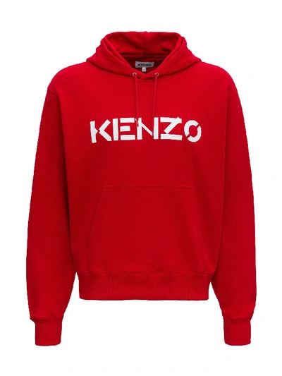 Shop Kenzo Hoodie With Contrasting Logo In Red