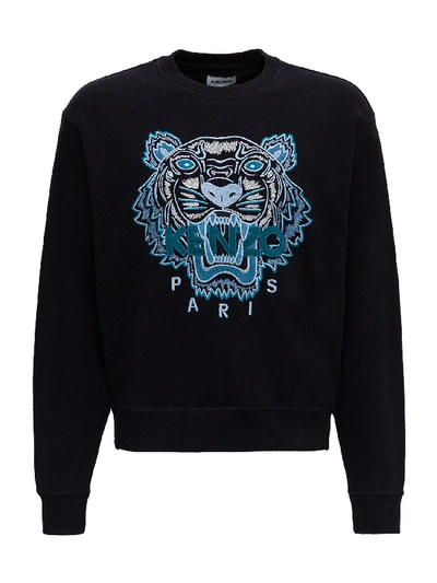 Shop Kenzo Sweatshirt With Tiger Logo Emboridery In Black