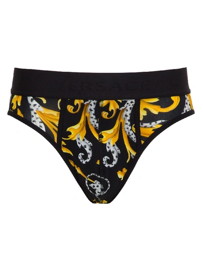 Shop Versace Baroque All Over Knickers In Black