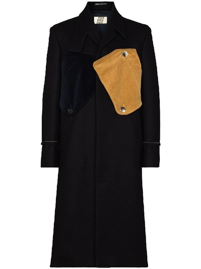 Shop Nounion Panelled Wool Coat In Blue