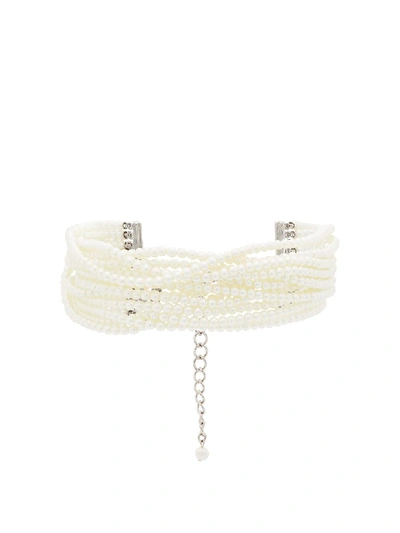 Shop Kenneth Jay Lane Multi Strand Pearl Choker Necklace In White