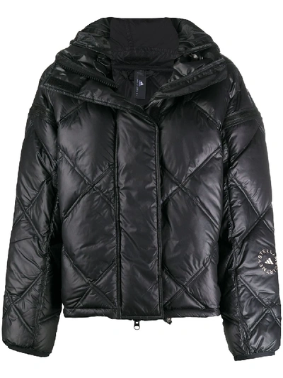 Shop Adidas By Stella Mccartney Convertible Hooded Puffer Jacket In Black