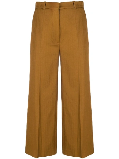 Shop Kenzo Cropped Straight-leg Trousers In Brown