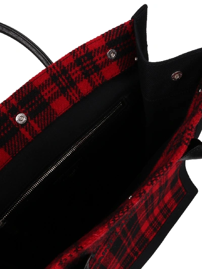 Shop Saint Laurent Checked Rive Gauche In Red