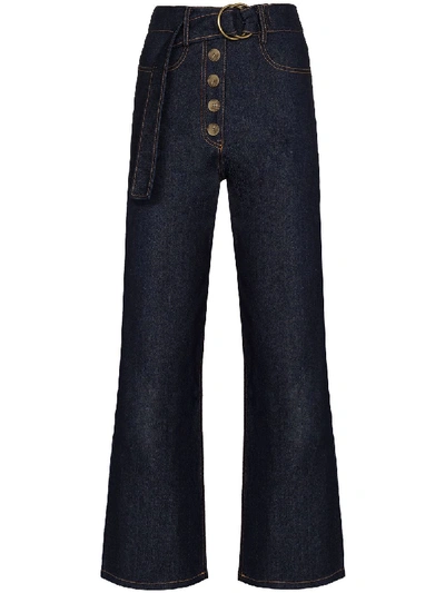 Shop Rejina Pyo Emily Belted Wide-leg Jeans In Blue