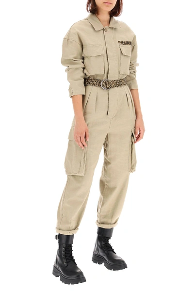 Shop R13 Abu Cotton Jumpsuit In Beige,khaki