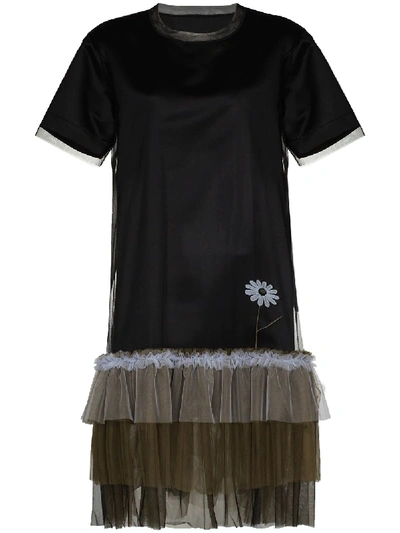 Shop Viktor & Rolf Tulle Trimmed T-shirt Dress In Black