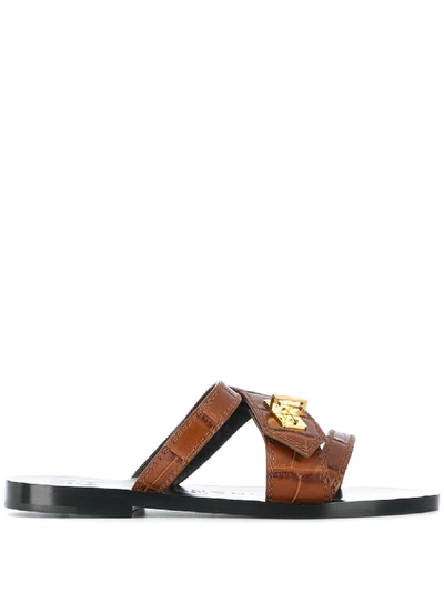 Shop Givenchy Leather Wrap Sandals In Brown
