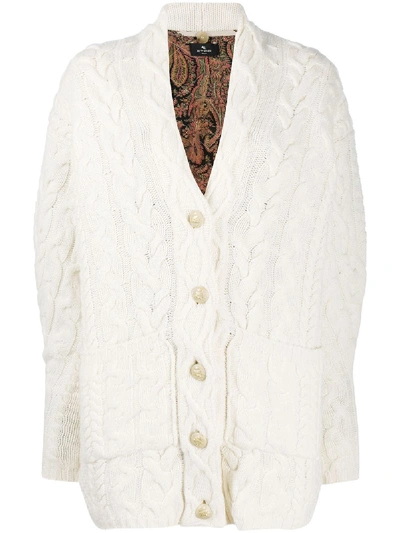 Shop Etro Layered Cardigan Coat In White