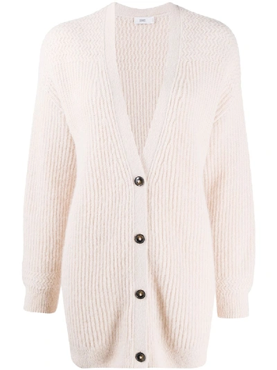 Shop Closed Ribbed Knit Longline Cardigan In Pink