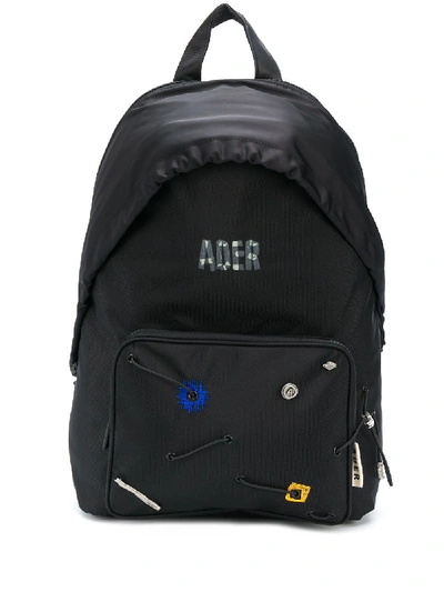 Shop Ader Error Logo-print Hooded Backpack In Black