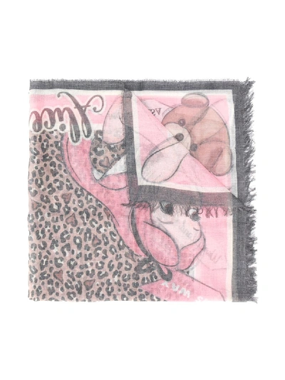 Shop Monnalisa Alice Print Scarf In Pink
