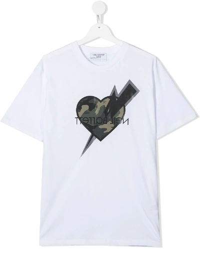 Shop Neil Barrett Teen Logo-print T-shirt In White