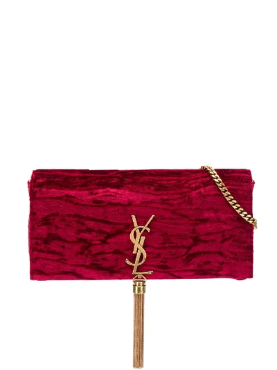 Shop Saint Laurent Kate Tassel Shoulder Bag In Red