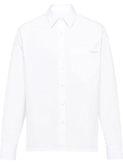 Shop Prada Logo Patch Classic Shirt In White