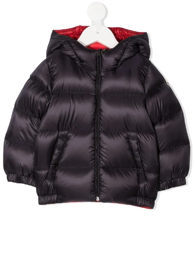 Shop Moncler Hooded Puffer Coat In Blue