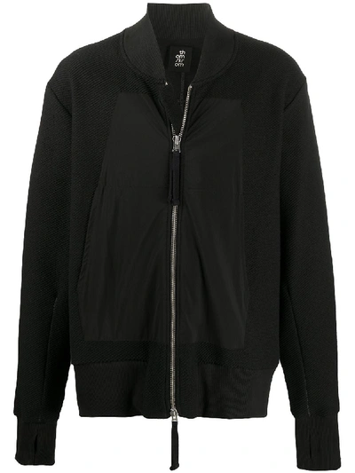 Shop Thom Krom Contrast-panel Zipped Sweatshirt In Black