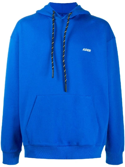 Shop Ader Error Logo Embroidered Hoodie In Blue