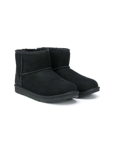 Shop Ugg Teen Shearling Ankle Boots In Black