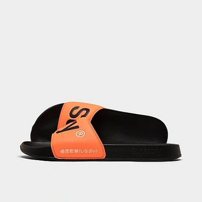 Shop Superdry Men's Classic Pool Slide Sandals In Black/hazard Orange