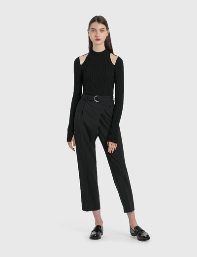Shop Helmut Lang Cropped Wrap Pants In Black