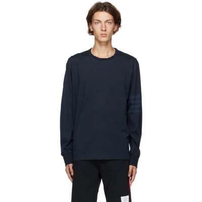 Shop Thom Browne Navy 4-bar Rugby Long Sleeve T-shirt In 415 Navy